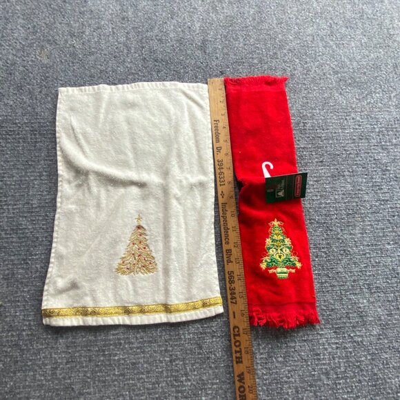 Christmas Set Of‎ 12 Assorted Holiday Hand Towels Festive Embroidery Appliqué - Picture 9 of 13